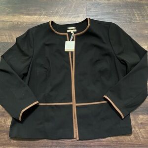 NWT Talbots Italian knit fabric black brown lined formal blazer jacket 24W $309